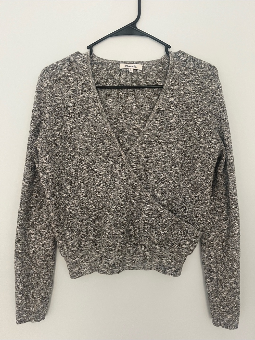 Madewell Heather Gray Fall Marled Shawl Collar Wrap Pullover Sweater Small